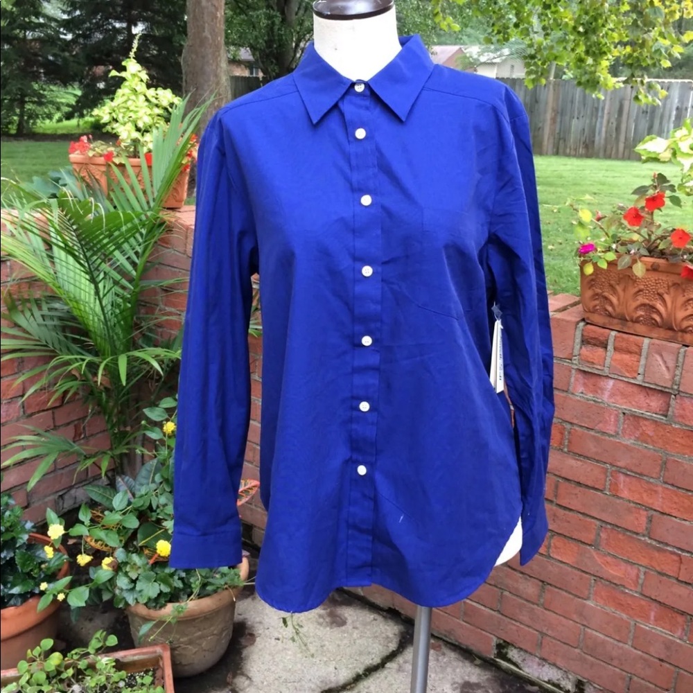 Vintage Kenneth Scott Blue Long Sleeve Button Front Shirt/Blouse